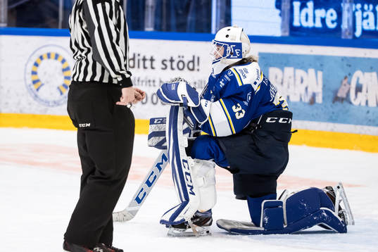 Leksands målvakt Amanda Johansson deppar