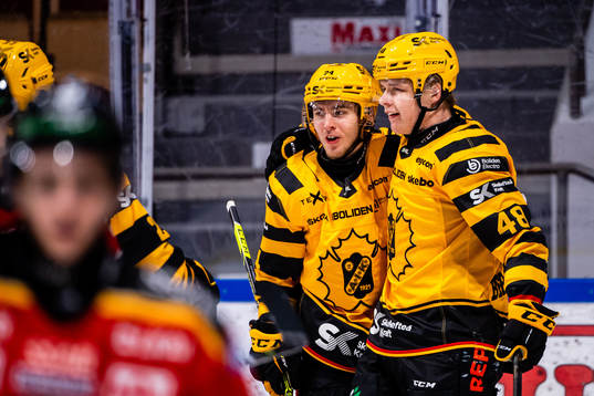 Skellefteås Andreas Wingerli och Jonatan Berggren jublar