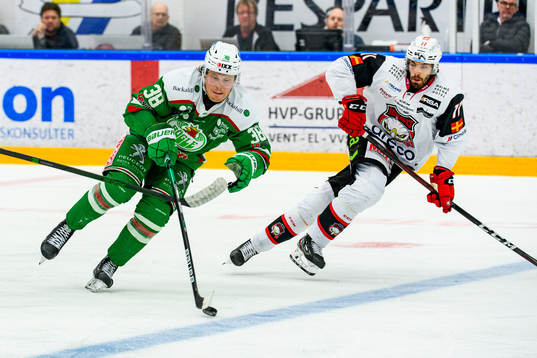 Rögles Erik Andersson och Malmö Redhawks Markus Lauridsen
