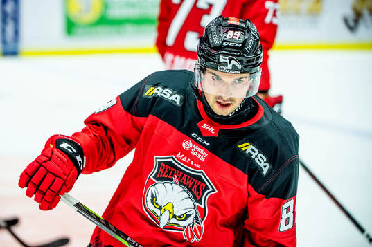 Malmö Redhawks Matt Puempel värmer upp innan