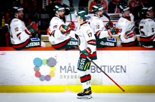 Frölundas Robin Alvarez gör 6-2 och jublar