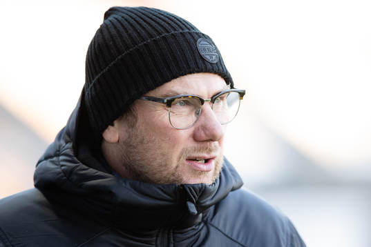 Halmstads tränare Magnus Haglund innan fotbollsmatchen i