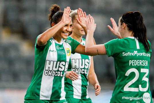 Hammarbys Madelen Janogy jublar med June Pedersen