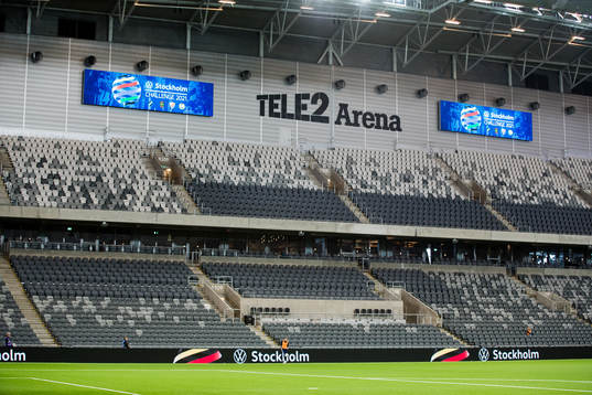 Tele2 Arena innan träningsmatchen i fotboll mellan