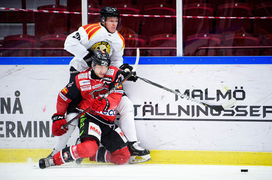 Brynäs Oskar Kvist och Malmö Redhawks Pathrik Westerholm