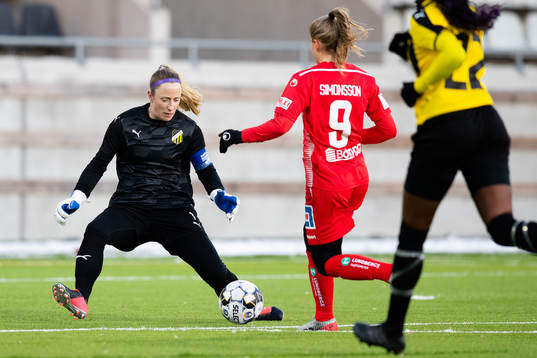 Häckens målvakt Loes Guerts mot Linköpings Therese