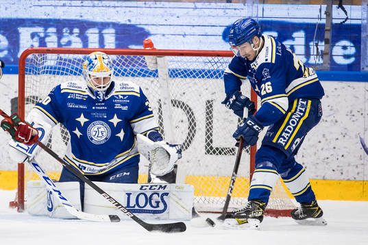 Leksands målvakt Janne Juvonen och Patrik Norén