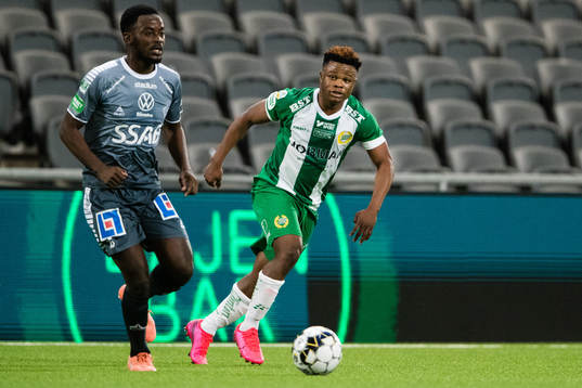 Brages Nathan Mavila och Hammarbys Akinkunmi Amoo
