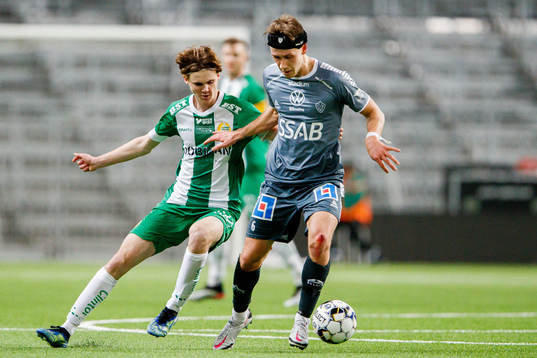 Hammarbys Williot Swedberg och Brages Bjarni Mark Antonsson