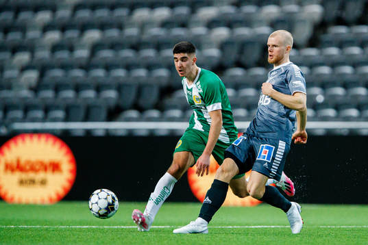 Hammarbys Mayckel Lahdo och Brages Lukas Hiltunen