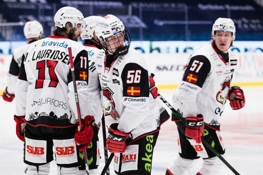 Malmö Redhawks Markus Lauridsen, Anton Olsson och Emil