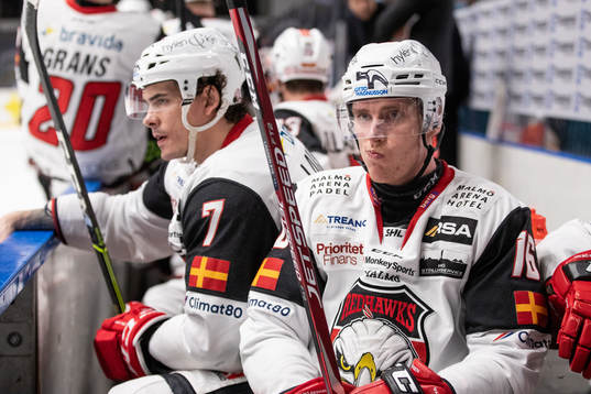 Malmö Redhawks Oliver Lauridsen och Matias Lassen deppar