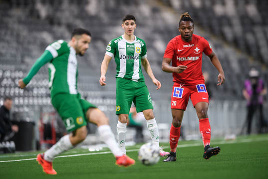 Hammarbys Mayckel Lahdo och IFK Norrköpings Kevin Álvarez