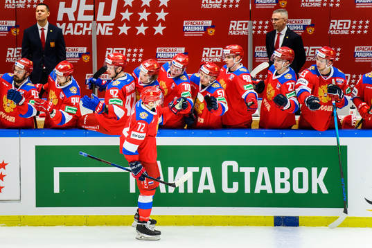 Artyom Minulin of Russia celebrate with teammates