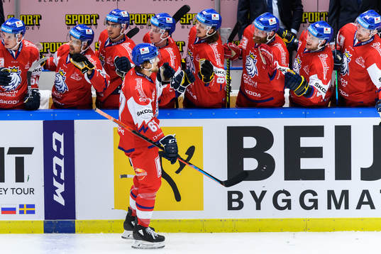 Jiri Smejkal of Czech Republic celebrate with teammates