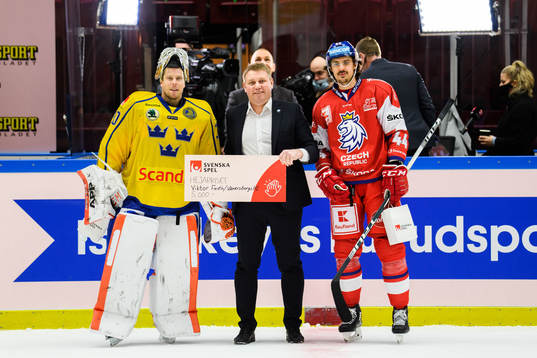 Goalkeeper Viktor Fasth of Sweden and Matej Stransky of