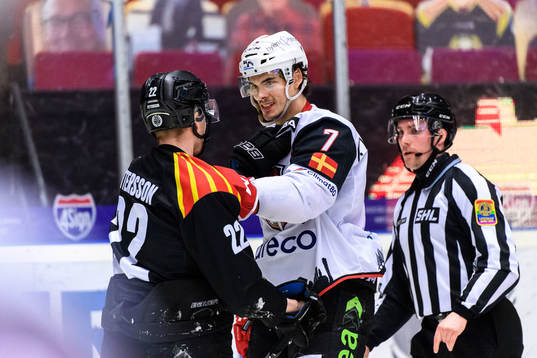 Brynäs Adam Pettersson och Malmö Redhawks Oliver Lauridsen