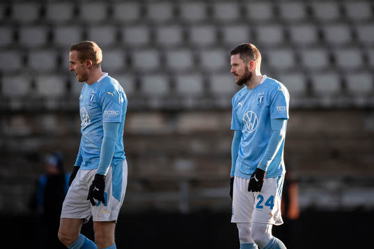 Malmö FFs Franz Brorsson och Lasse Nielsen deppar