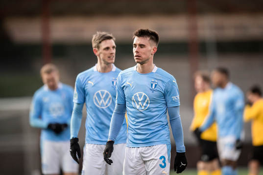 Malmö FFs Sören Rieks och Jonas Knudsen deppar