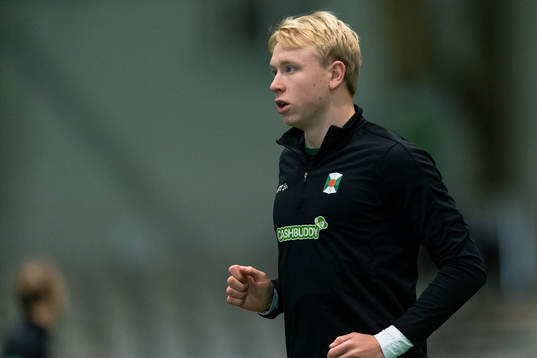 Varbergs André Boman före träningsmatchen i fotboll