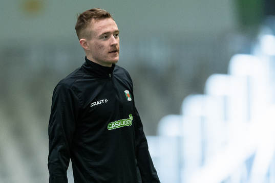 Varbergs Rasmus Cronvall före träningsmatchen i fotboll