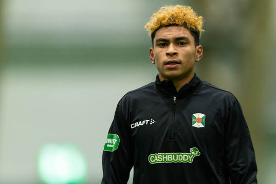 Varbergs Keanin Ayer Boya före träningsmatchen i fotboll