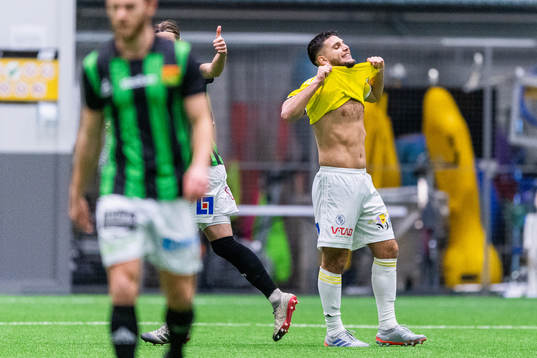 Falkenbergs Edi Sylisufaj reagerar