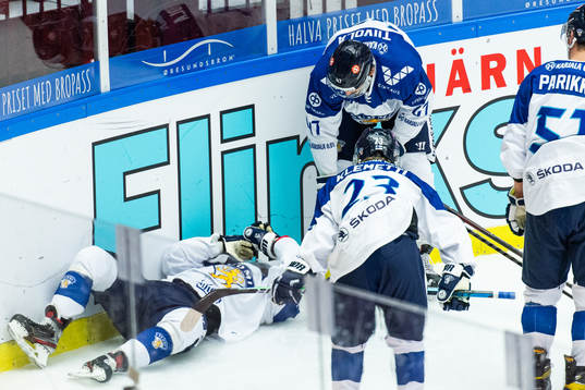 Otso Rantakari of Finland in pain