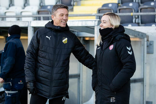 Häckens tränare Mats Gren och Kristianstads tränare