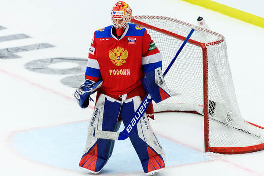 Goalkeeper Yaroslav Askarov of Russia