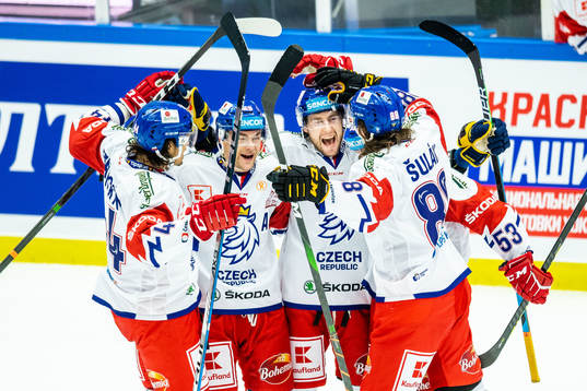 Lukas Klok of Czech Republic celebrates with teammates