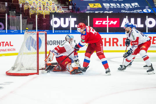 Nikolai Kovalenko of Russia scores
