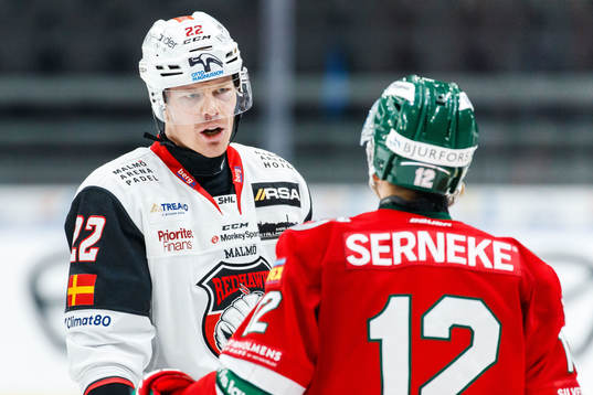 Malmö Redhawks Lars Bryggman och Frölundas Max Friberg i
