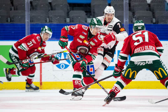 Frölundas Nicklas Lasu, Robin Alvarez och Mats Rosseli