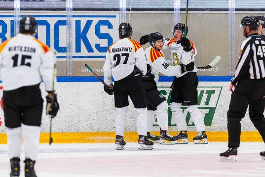Brynäs Noel Gunler jublar med lagkarmate