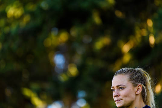 Fridolina Rolfö is interviewed by the media