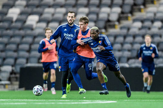 Djurgårdens Emir Kujovic, Rasmus Schüller och Joel Asoro