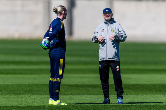 Goalkeeper Hedvig Lindahl and Peter Gerhardsson, Head coach