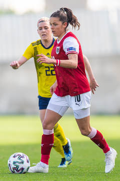 Olivia Schough of Sweden and Laura Feiersinger of Austria