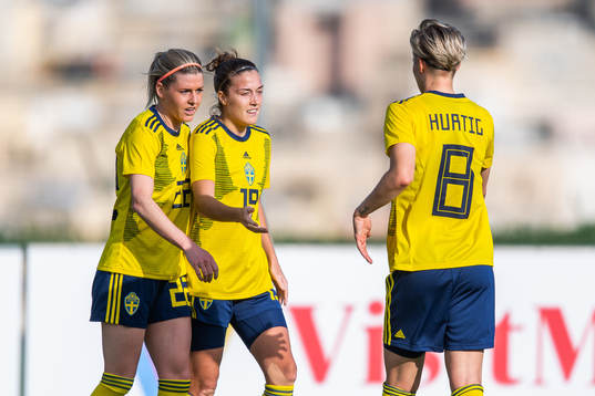 Olivia Schough, Filippa Angeldal and Lina Hurtig of Sweden