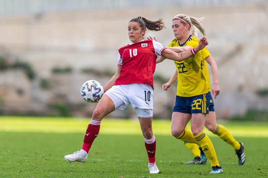 Laura Feiersinger of Austria and Olivia Schough of Sweden