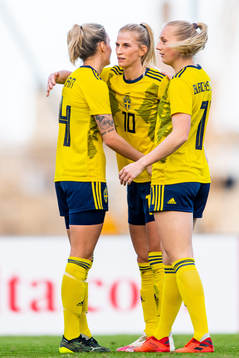 Sofia Jakobsson of Sweden celebrates with Nathalie Björn