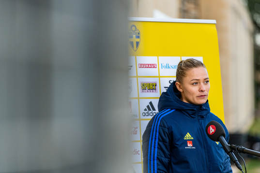Fridolina Rolfö of Sweden is interviewed