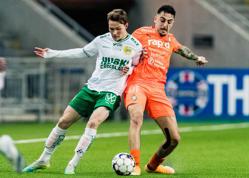 Hammarbys Axel Sjöberg och AFC Eskilstunas Marwan Baze