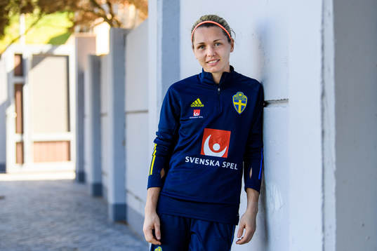 Goalkeeper Jennifer Falk poses for portrait