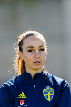 Kosovare Asllani is interviewed by the media