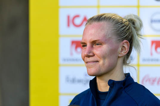 Josefine Rybrink is interviewed by the media