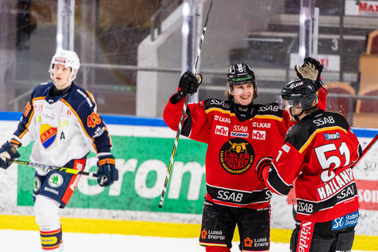 Luleås Radek Muzik och Filip Hållander jublar
