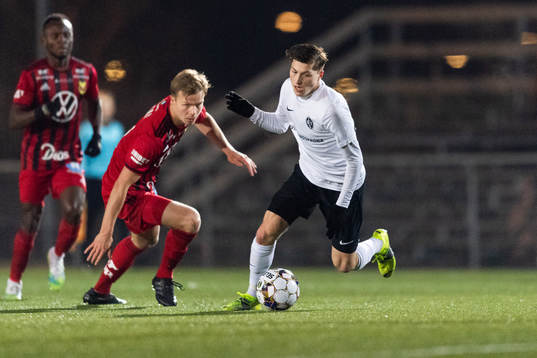 Östersunds Eirik Haugan och Landskronas Kevin Jensen
