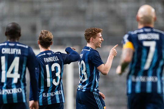 Djurgårdens Aslak Witry jublar med lagkamrater